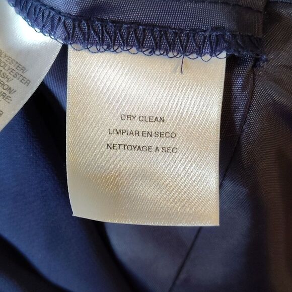 Evan Picone Navy Blue Chiffon Faux Wrap High Low Midi Dress Plussize 14 - Picture 12 of 12